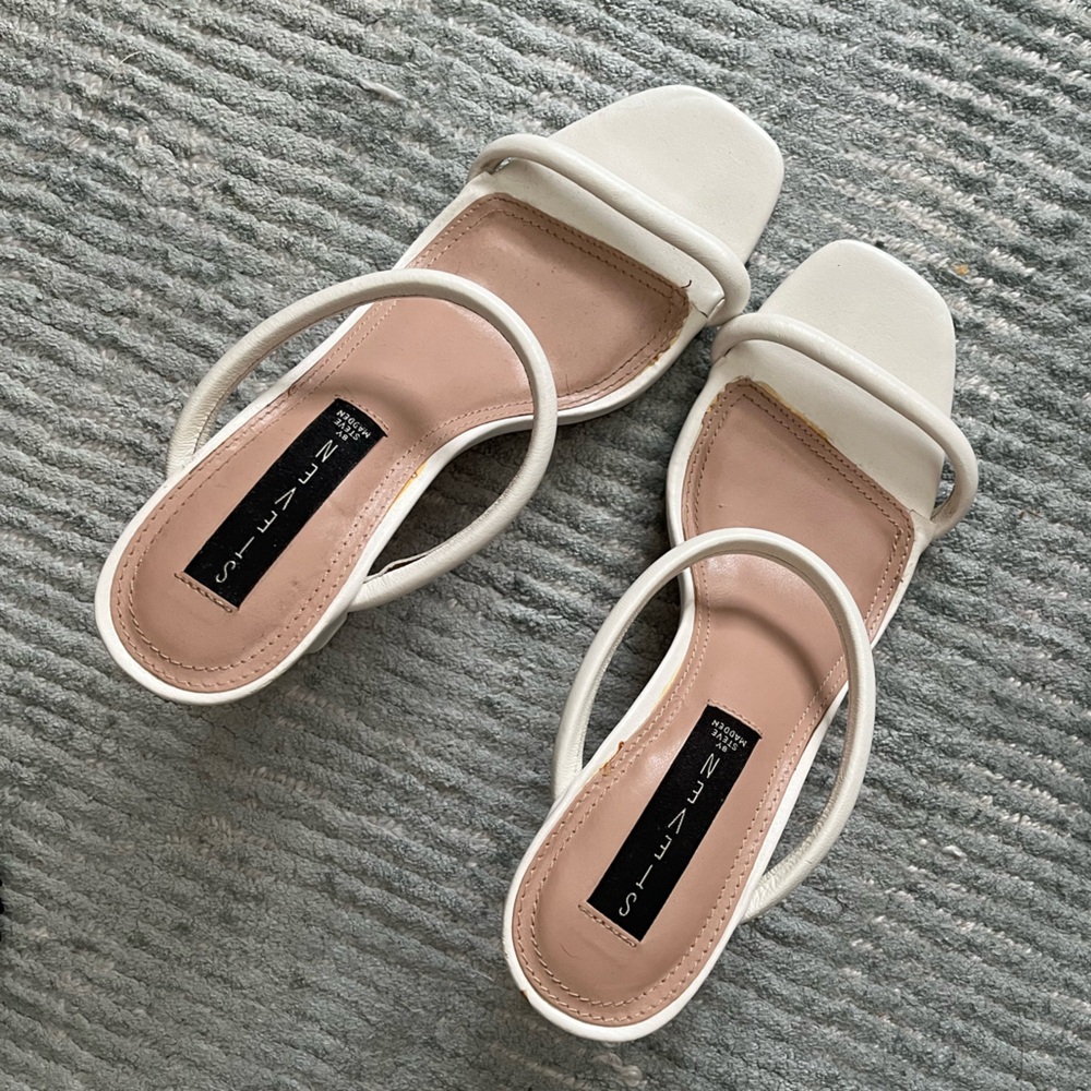 Steve Madden White Square-Toe Double-Strap Heels
